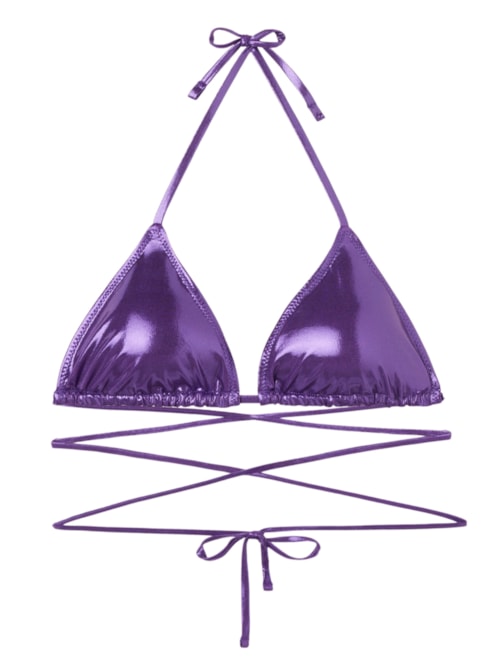 Parte De Cima De Biquíni Cortininha Metallic Skin – Roxo