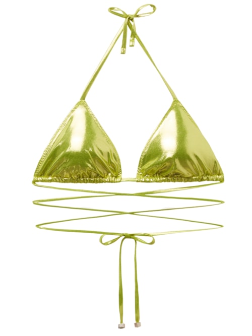 Parte De Cima De Biquíni Cortininha Metallic Skin – Verde