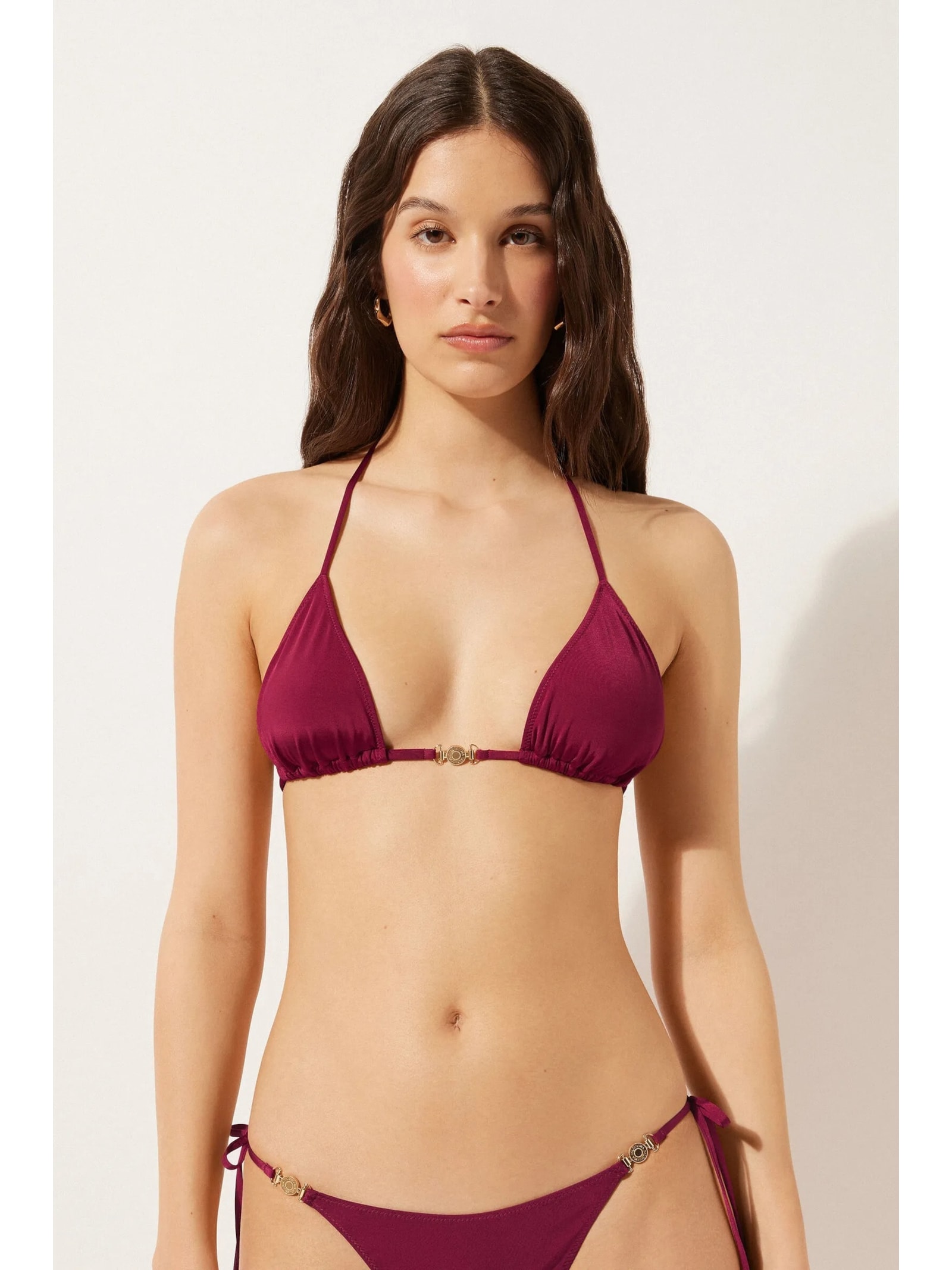 Parte De Cima De Biquíni Cortininha Minimal Fit Bordô Calzedonia