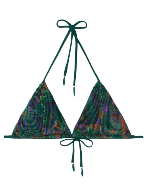 Parte De Cima De Biquíni Cortininha Night Foliage – Verde