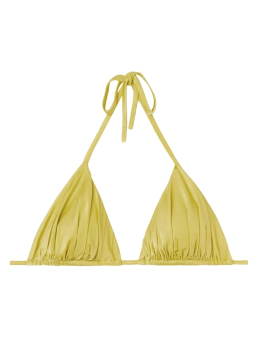 Parte De Cima De Biquíni Cortininha Shiny Satin - Amarelo