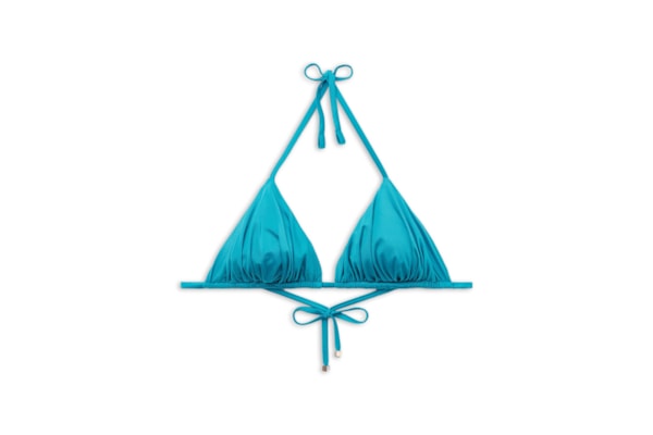 Parte De Cima De Biquíni Cortininha Shiny Satin - Azul