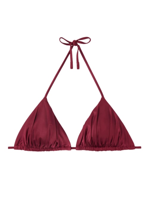 Parte De Cima De Biquíni Cortininha Shiny Satin - Bordô