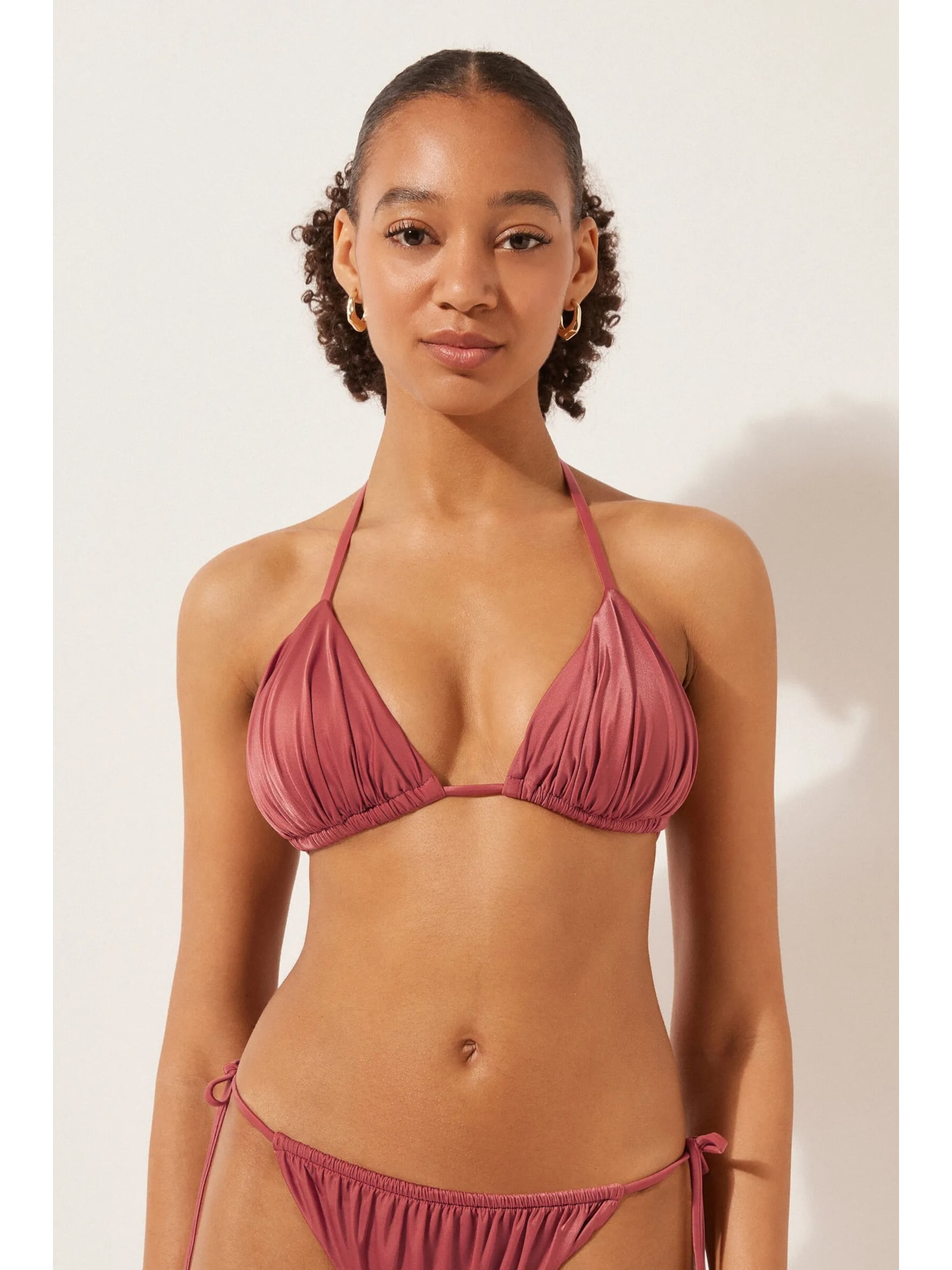 Parte De Cima De Biquíni Cortininha Shiny Satin Laranja Calzedonia