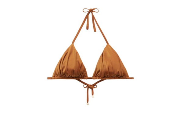 Parte De Cima De Biquíni Cortininha Shiny Satin - Marrom