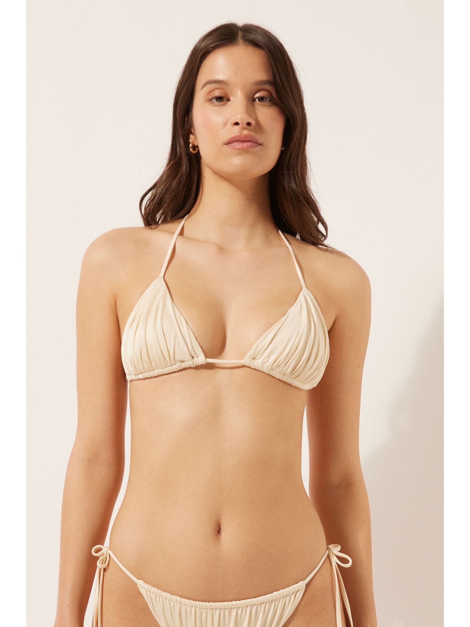 Parte De Cima De Biquíni Cortininha Shiny Satin Off-White Calzedonia