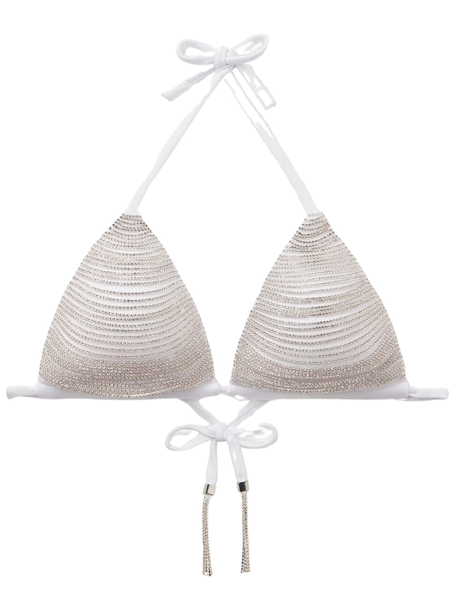 Parte De Cima De Biquíni Cortininha Silver Sparkle Branco Calzedonia