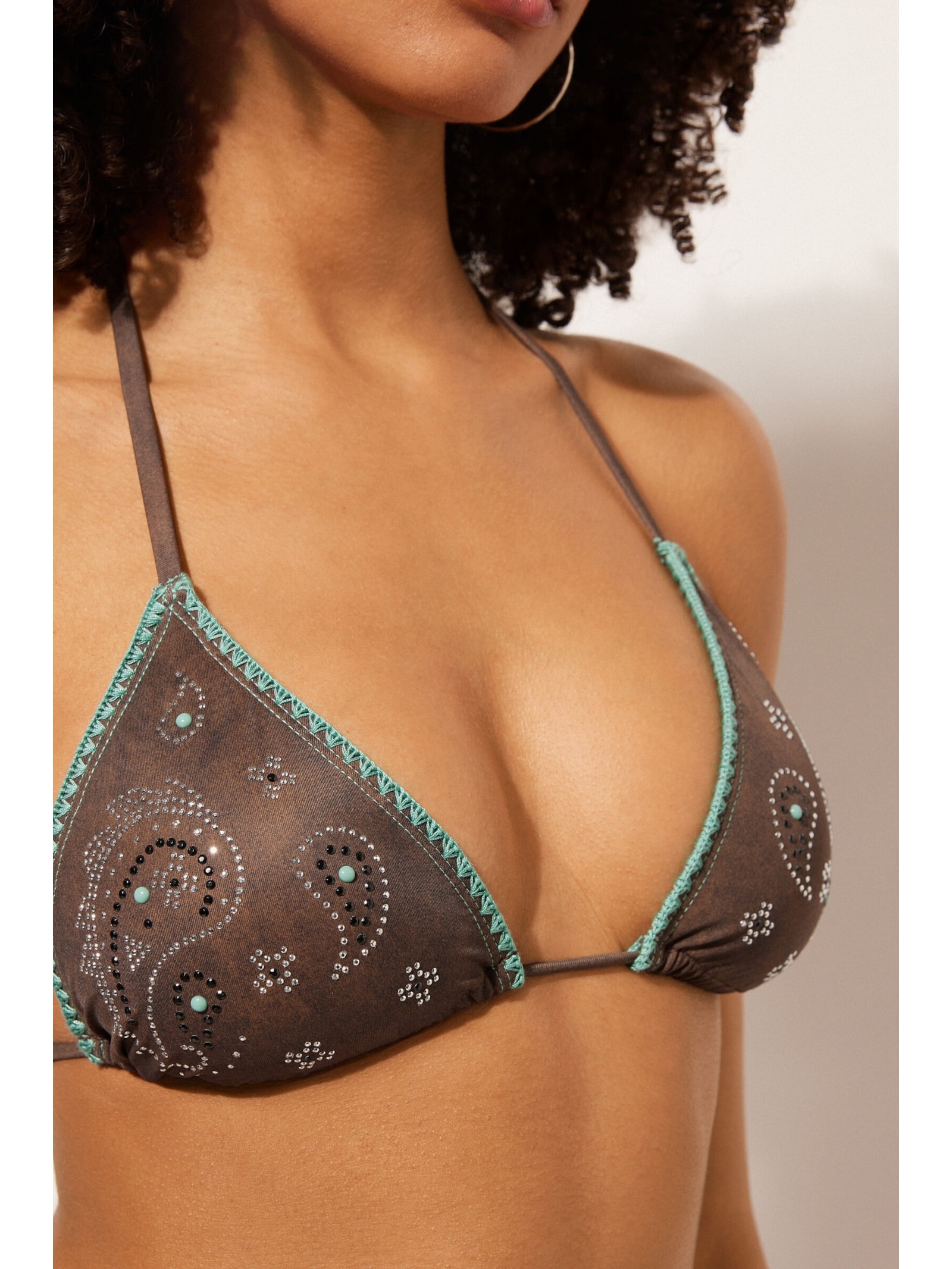 Parte De Cima De Biquíni Cortininha Texan Paisley Marrom Calzedonia