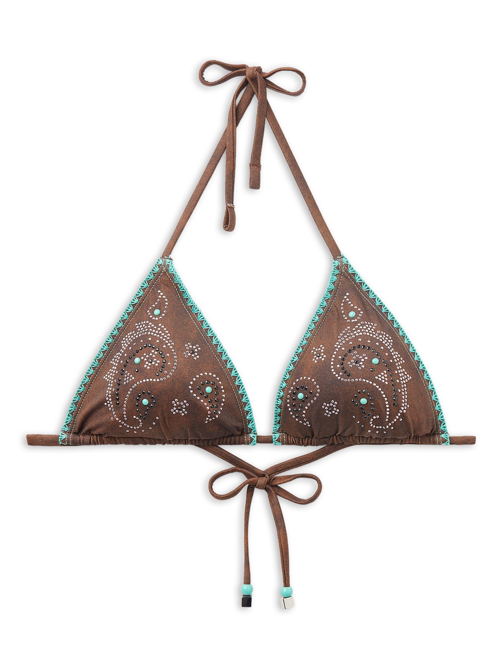 Parte De Cima De Biquíni Cortininha Texan Paisley Marrom Calzedonia