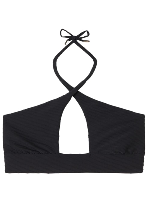 Parte De Cima De Biquíni Cruzado 3d Black Waves – Preto