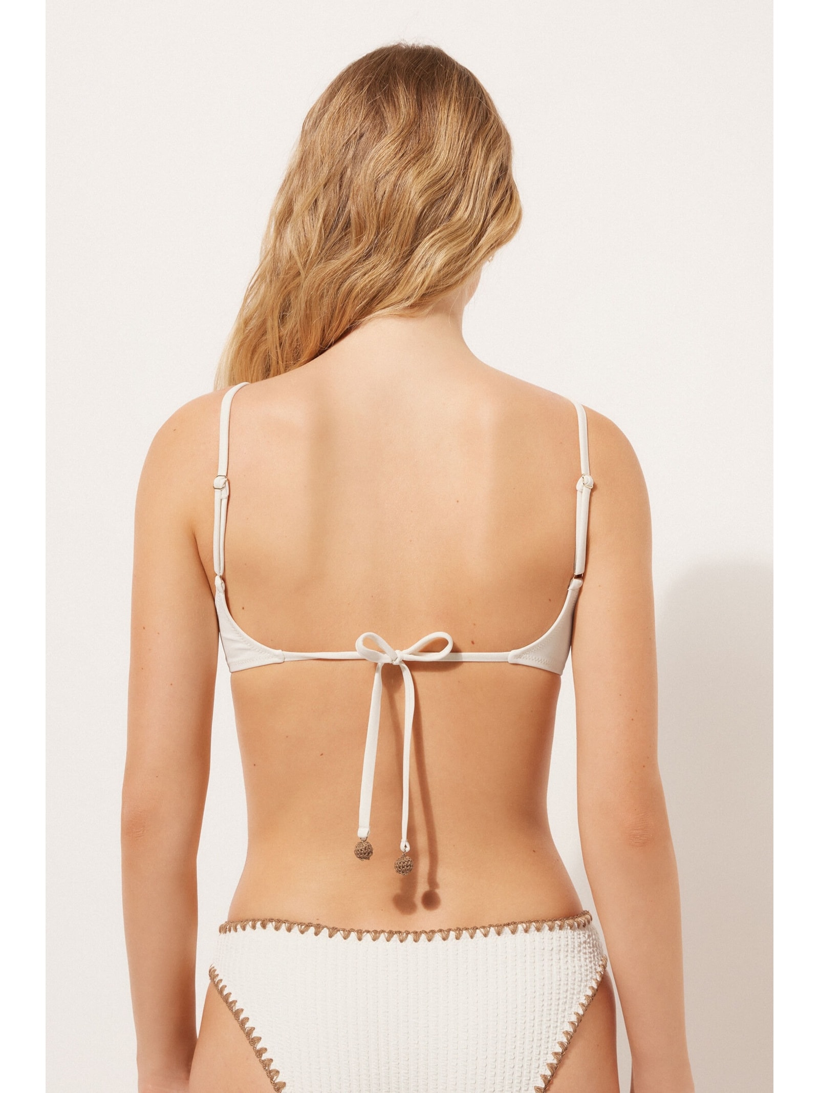 Parte De Cima De Biquíni Estilo Top Bicolor Off-White Calzedonia