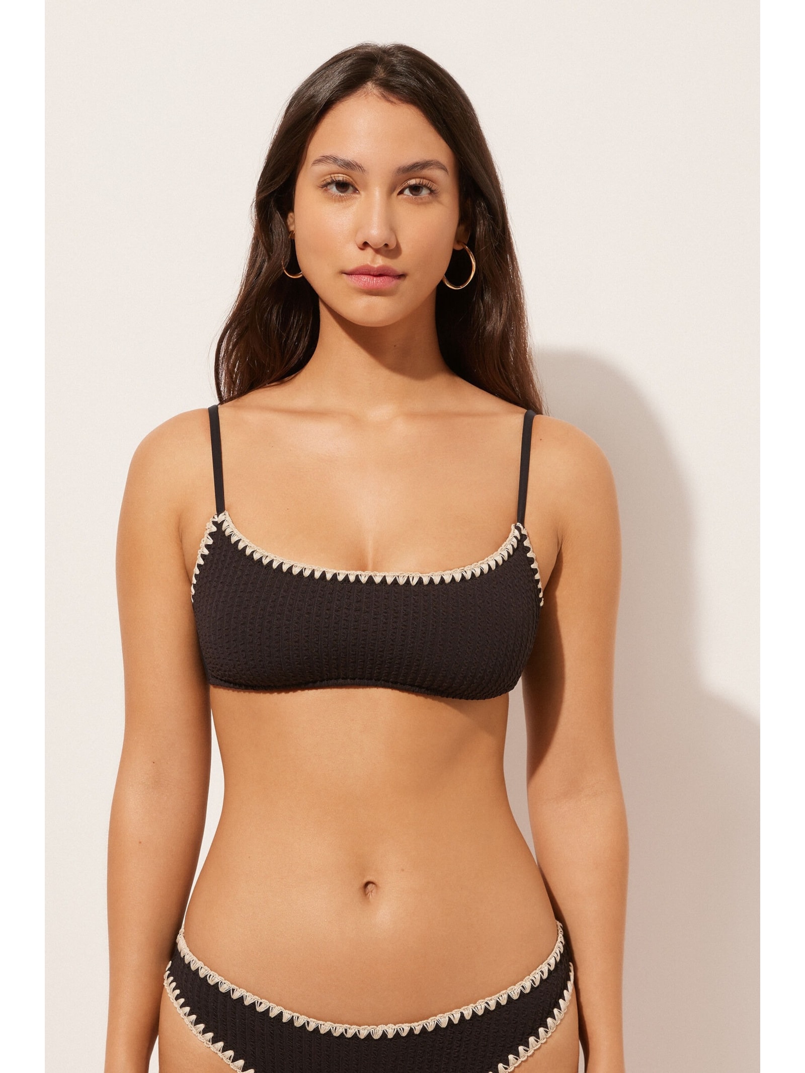 Parte De Cima De Biquíni Estilo Top Bicolor Preto Calzedonia