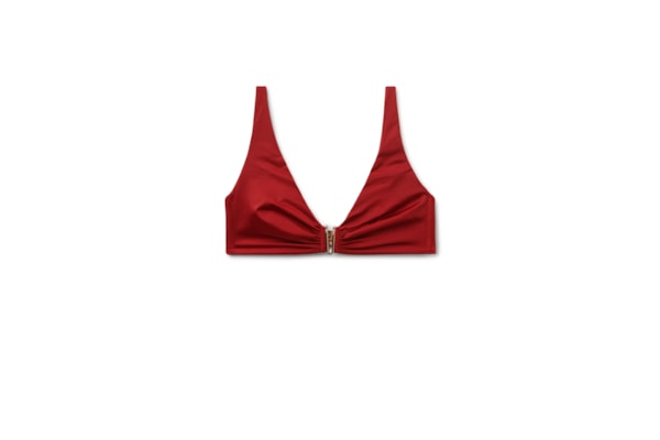 Parte De Cima De Biquíni Estilo Top Shiny Satin - Vermelho