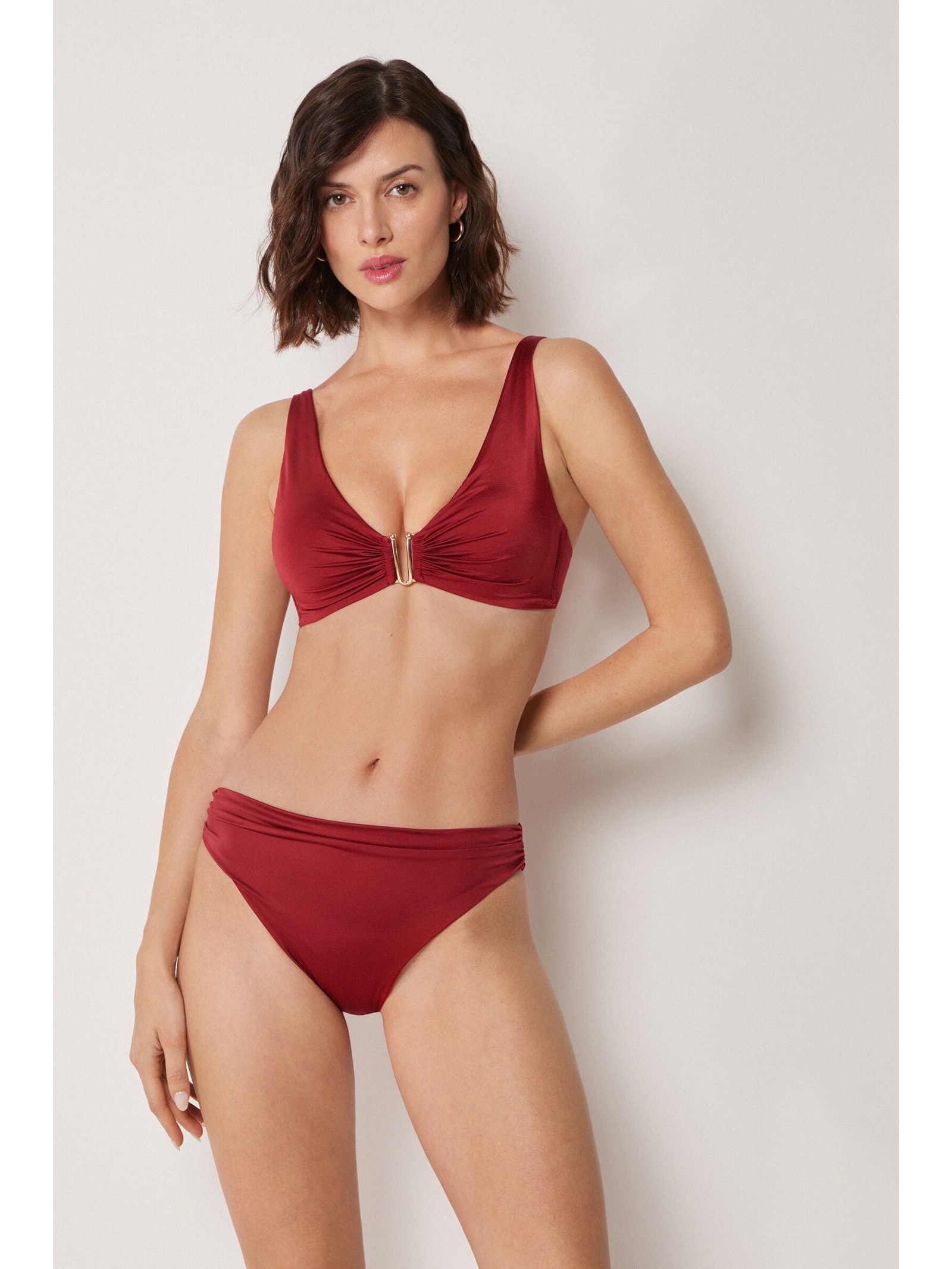 Parte De Cima De Biquíni Estilo Top Shiny Satin Vermelho Calzedonia
