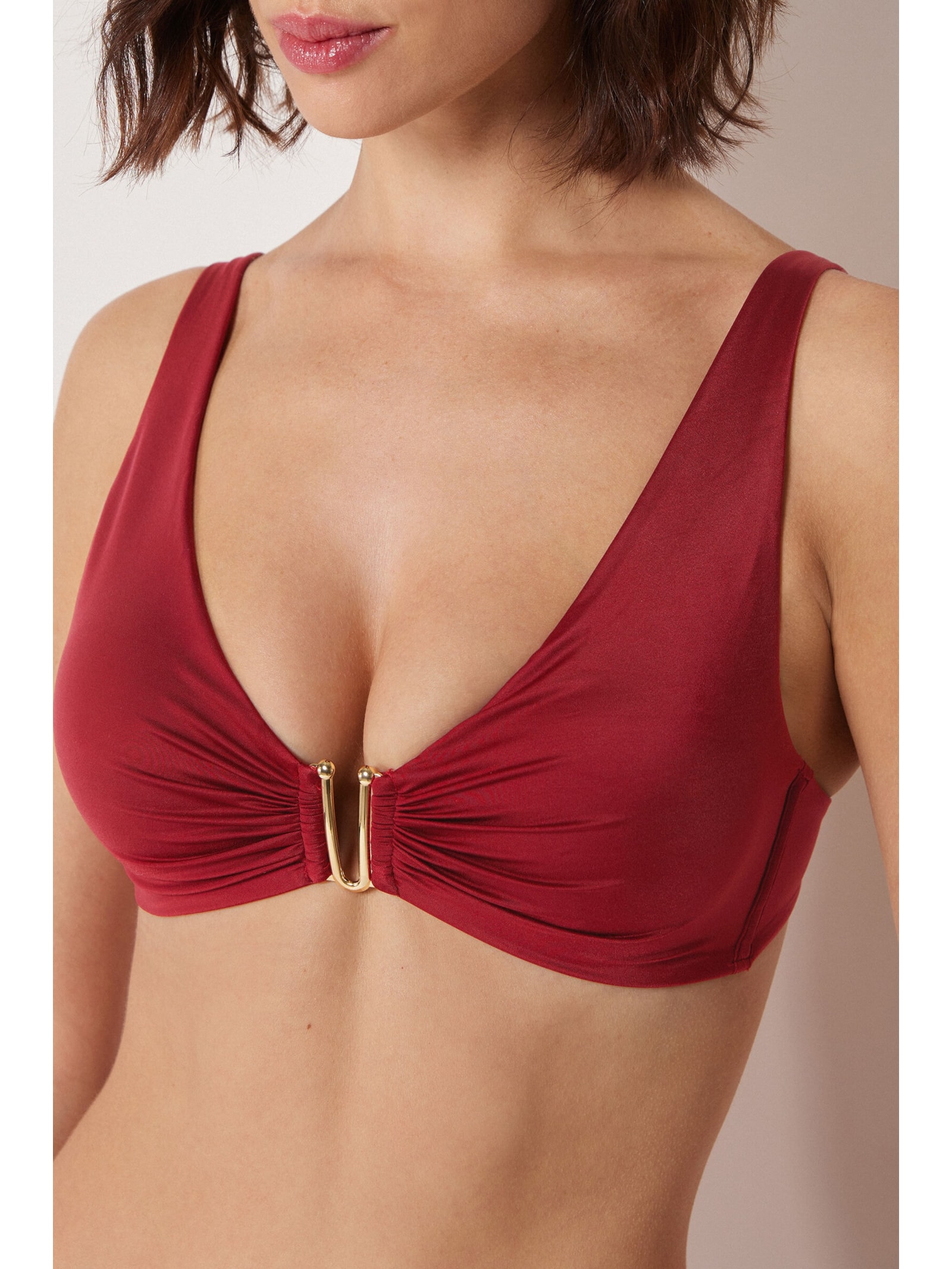 Parte De Cima De Biquíni Estilo Top Shiny Satin Vermelho Calzedonia