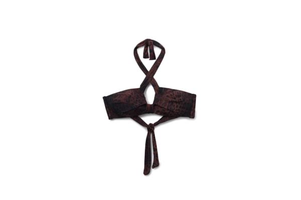 Parte De Cima De Biquíni Faixa Dark Animalier - Marrom