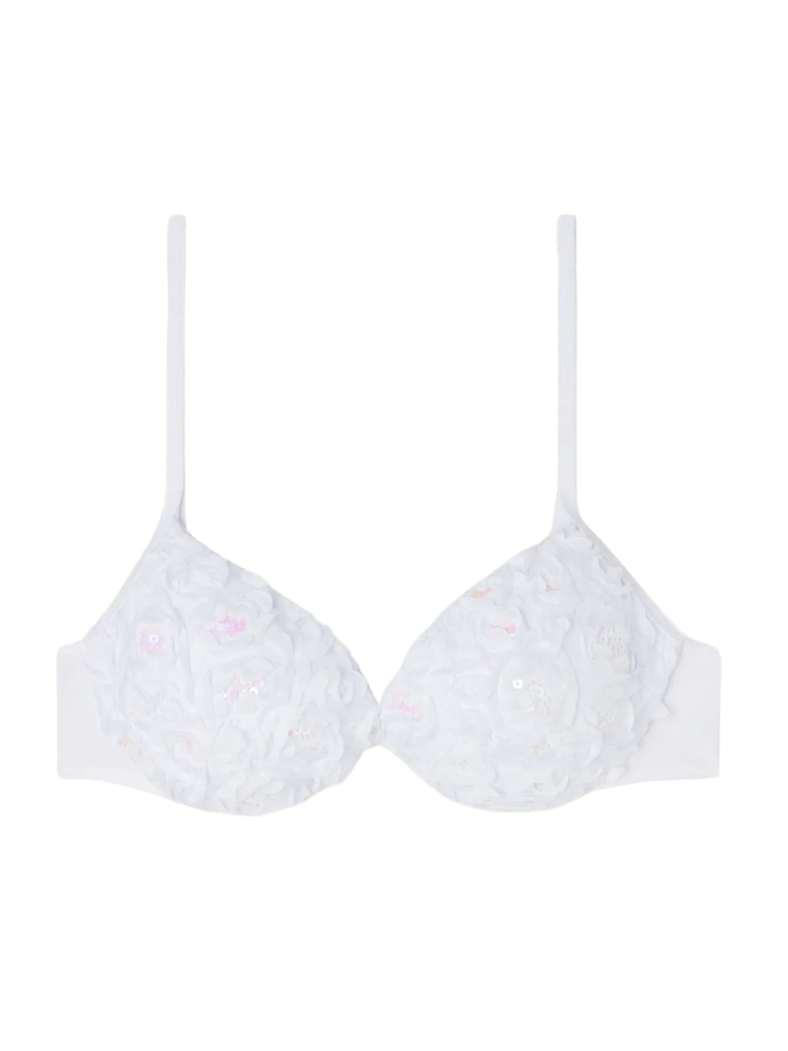 Parte De Cima De Biquíni Push-Up Almofadado Com Flores Parigi Branco Calzedonia