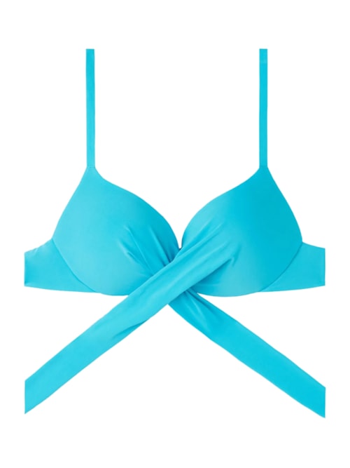 Parte De Cima De Biquíni Push-Up Almofadado Graduado Soft Indonésia – Azul