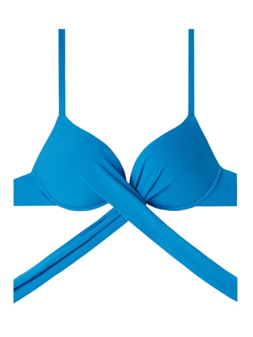 Parte De Cima De Biquíni Push-Up Almofadado Graduado Soft Indonésia – Azul