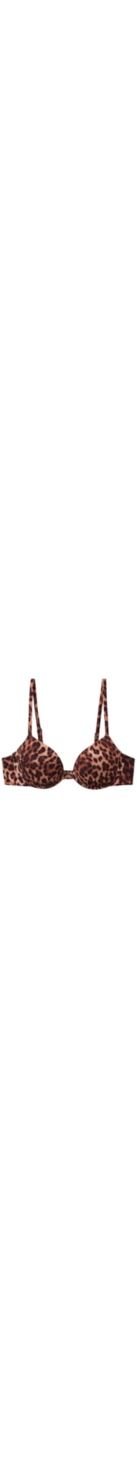 Parte De Cima De Biquíni Push-Up Classic Animal Print - Marrom