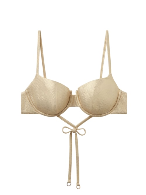 Parte De Cima De Biquíni Push-Up Gold Waves - Bege