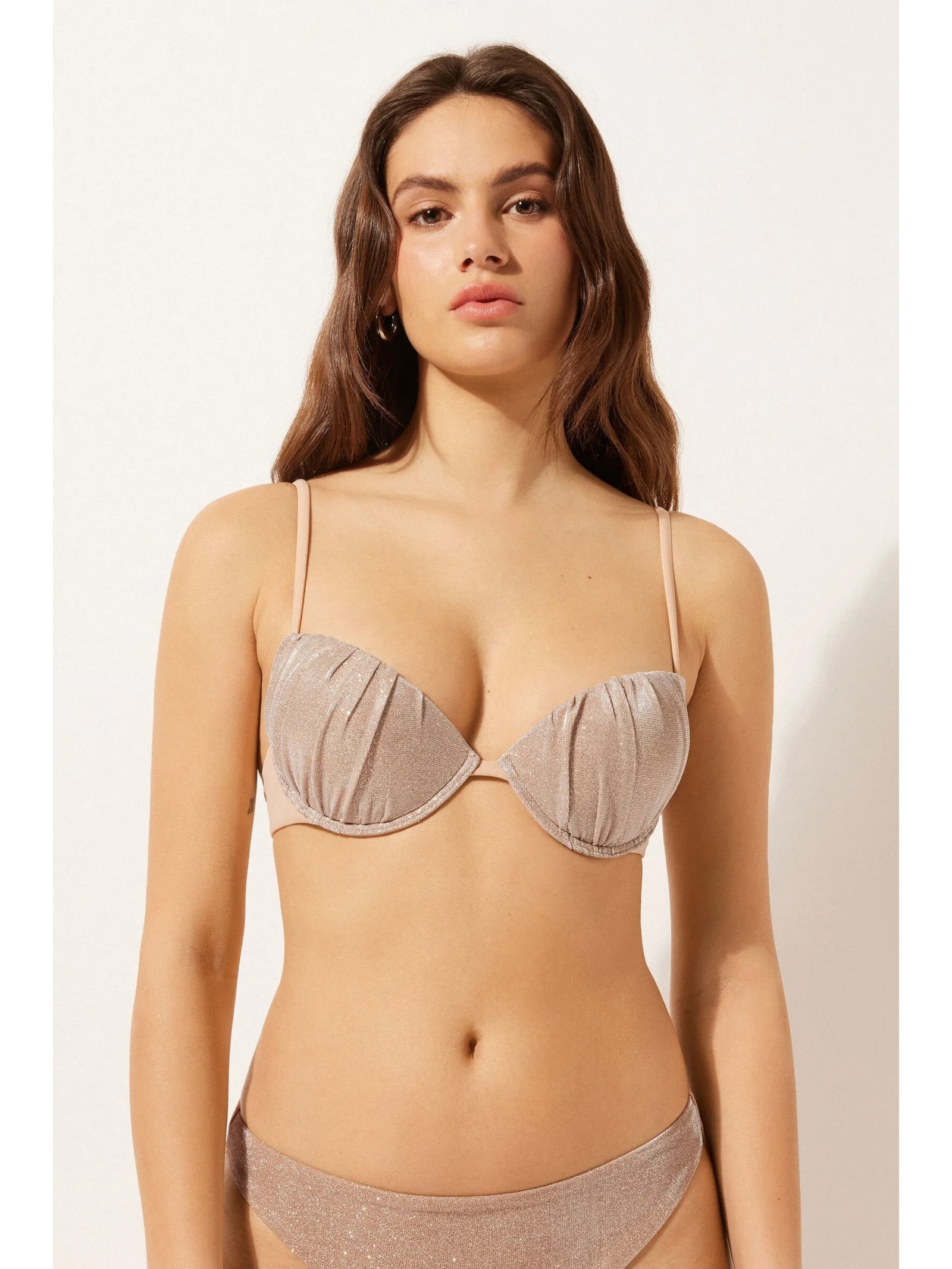 Parte De Cima De Biquíni Push-Up Golden Glitter Rosa Calzedonia