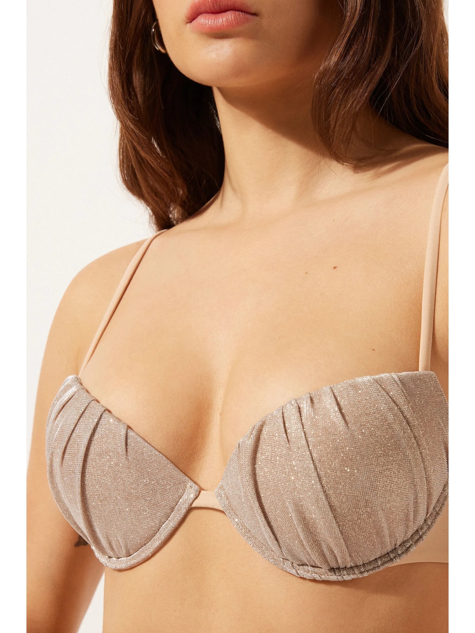 Parte De Cima De Biquíni Push-Up Golden Glitter Rosa Calzedonia