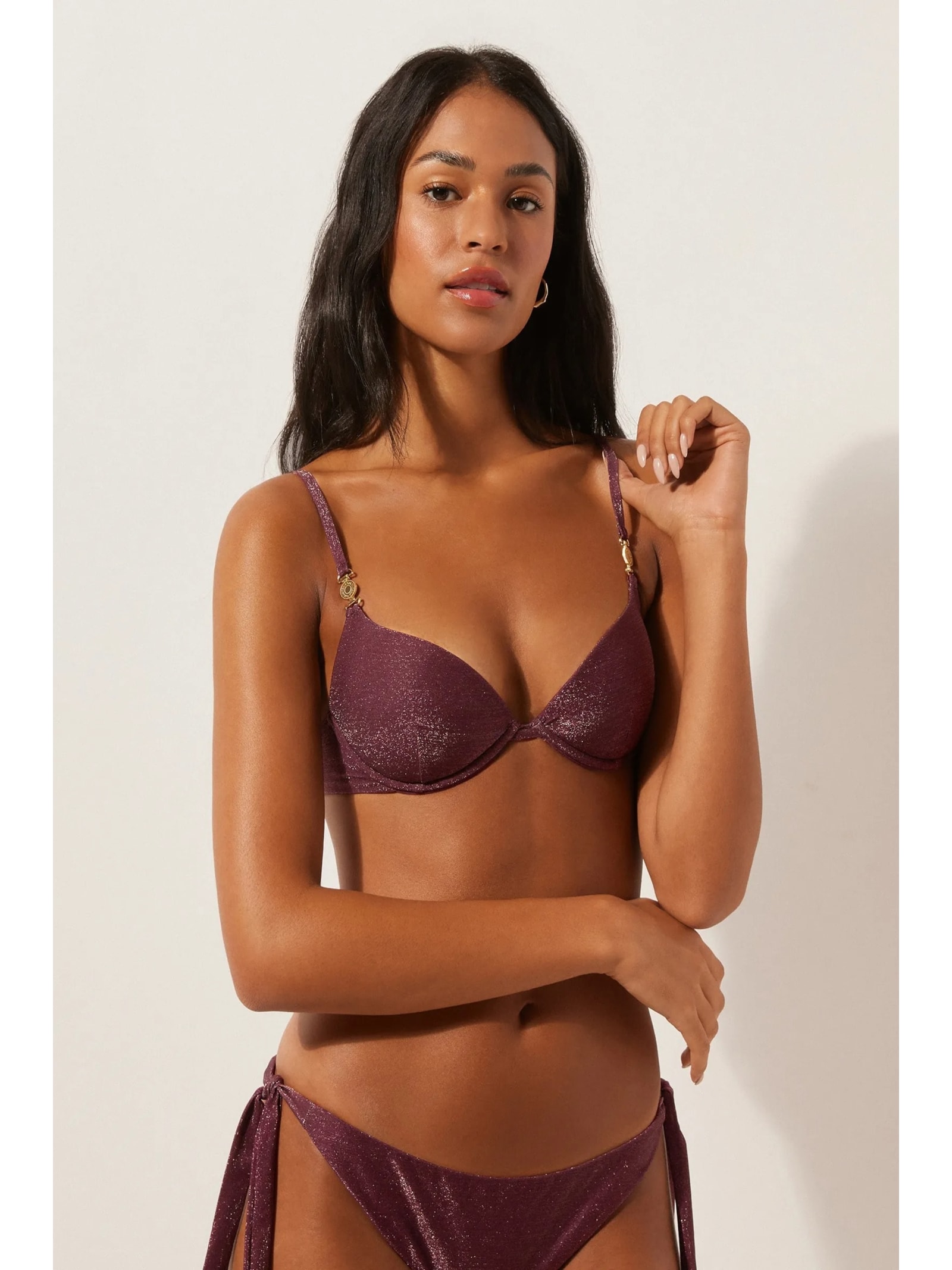 Parte De Cima De Biquíni Push-Up Golden Glow Roxo Calzedonia