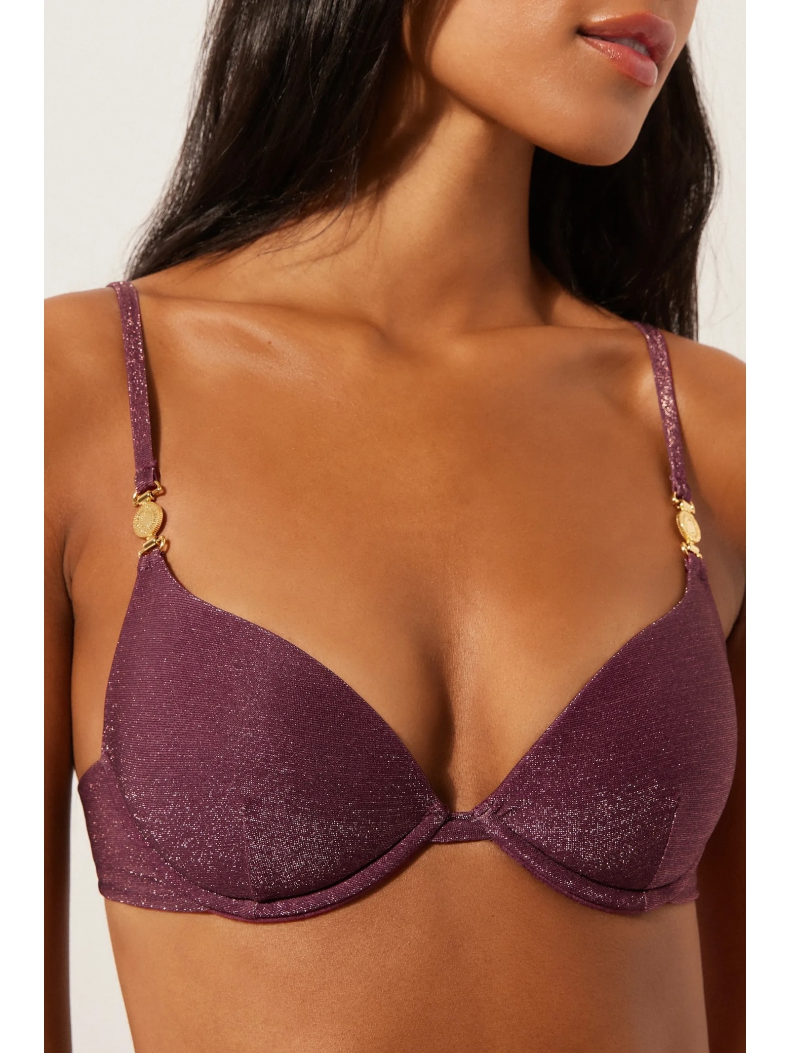 Parte De Cima De Biquíni Push-Up Golden Glow Roxo Calzedonia