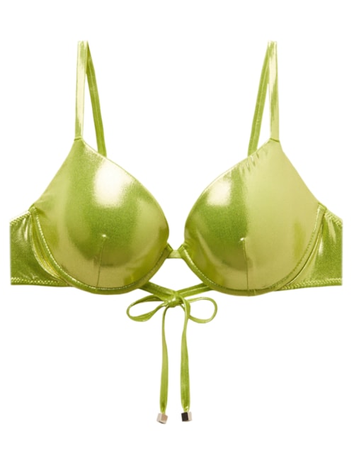 Parte De Cima De Biquíni Push-Up Metallic Skin – Verde