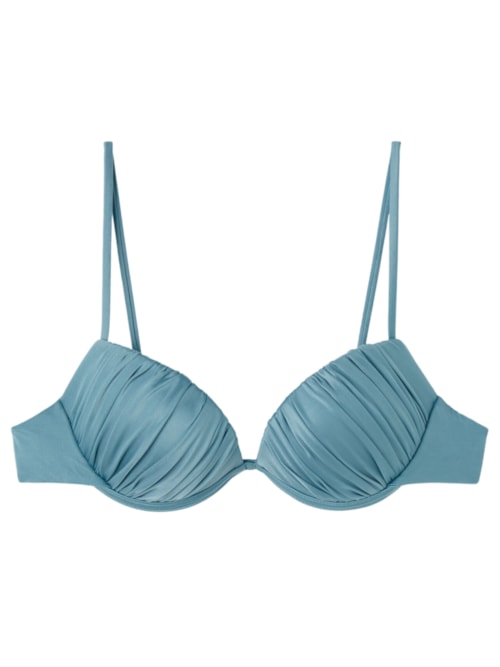 Parte De Cima De Biquíni Push-Up Shiny Satin – Azul
