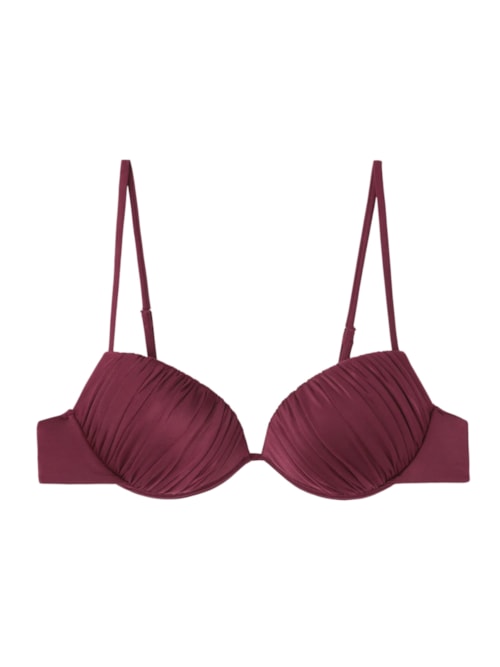 Parte De Cima De Biquíni Push-Up Shiny Satin – Bordô