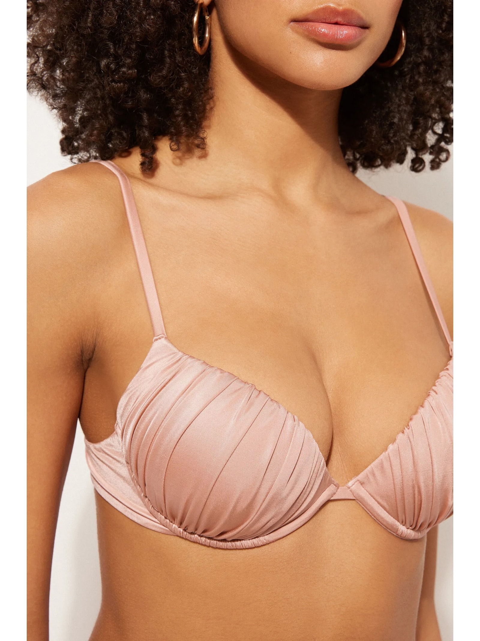 Parte De Cima De Biquíni Push-Up Shiny Satin Rosa Calzedonia