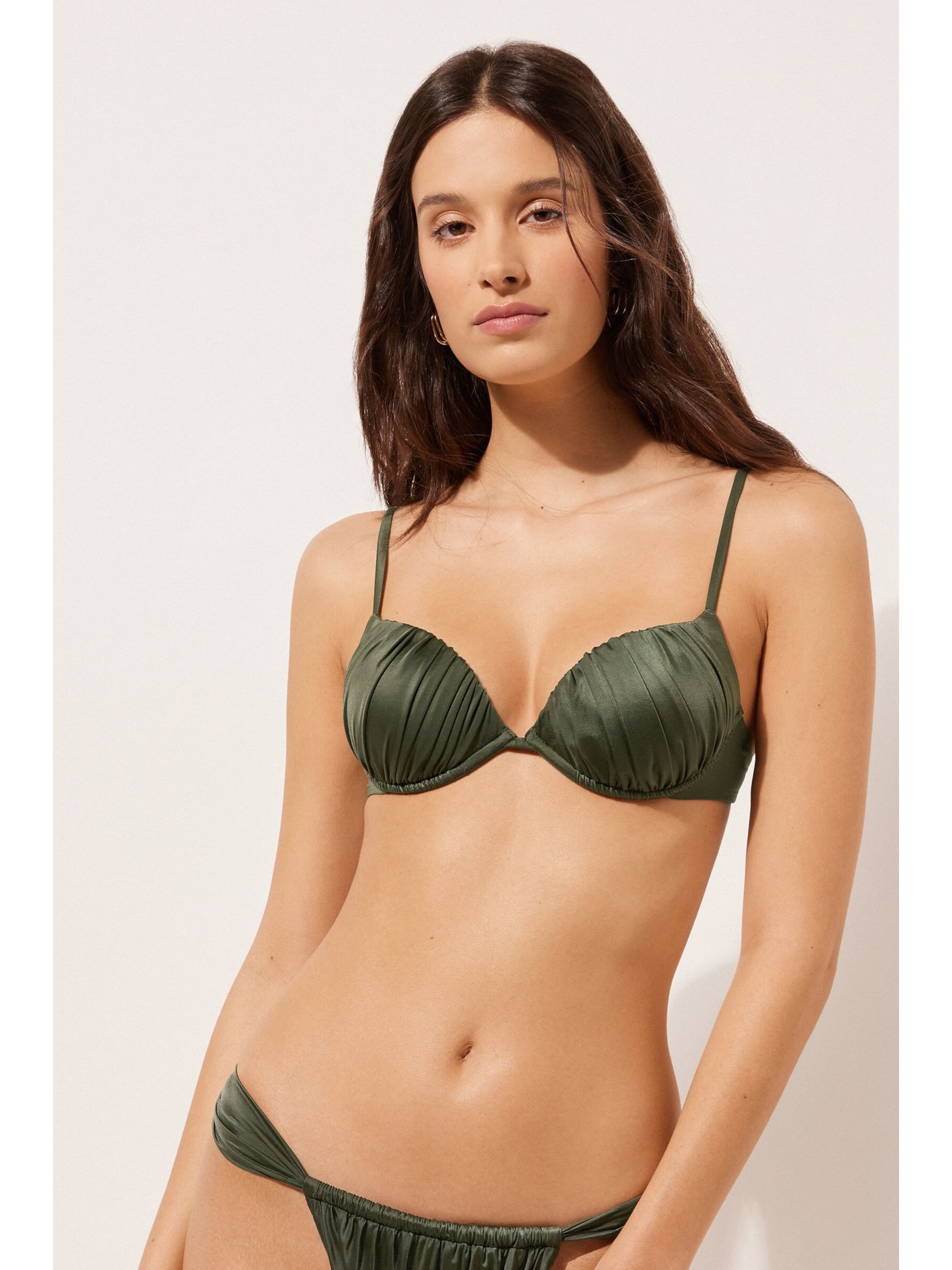 Parte De Cima De Biquíni Push-Up Shiny Satin Verde Calzedonia