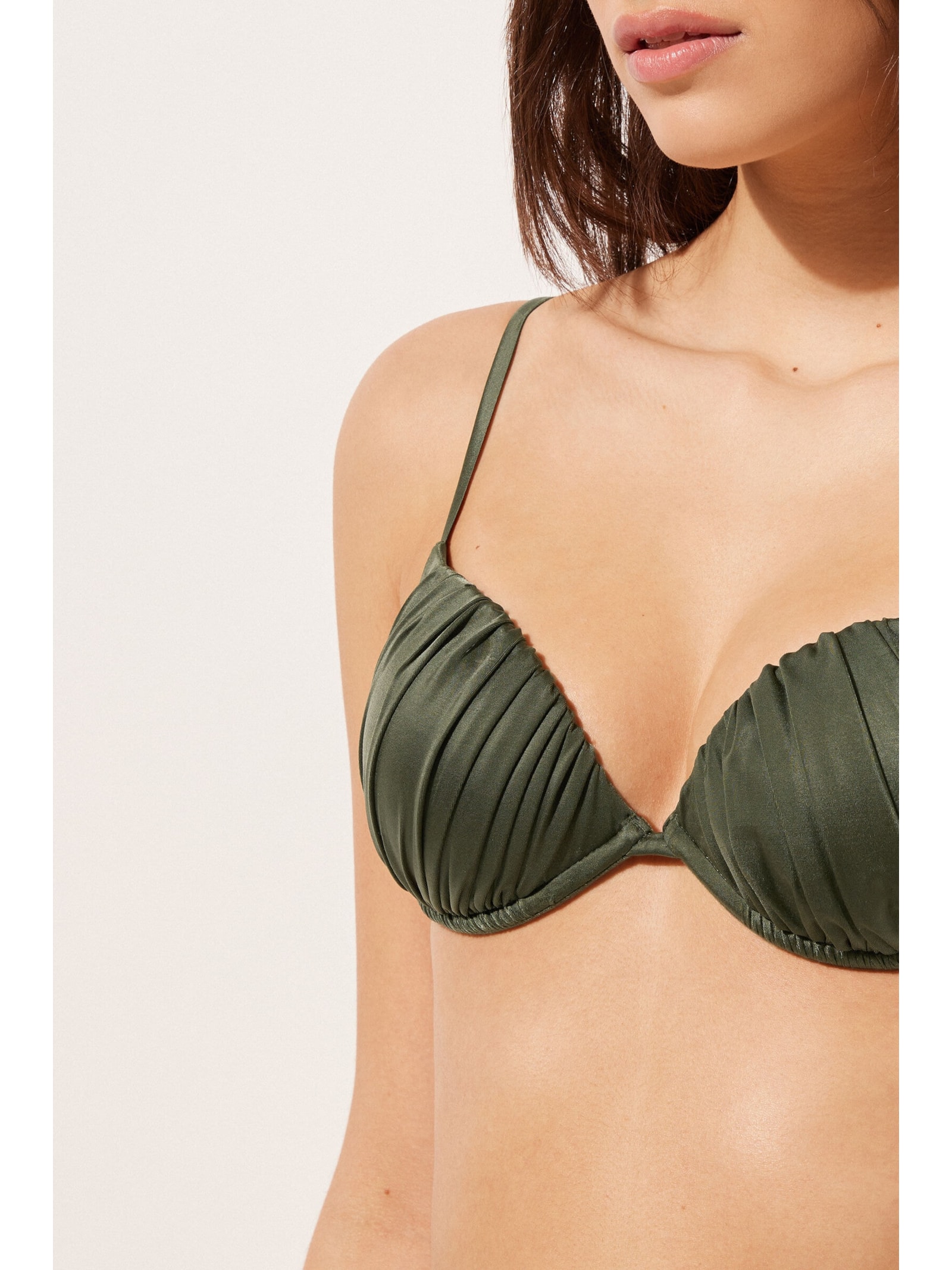 Parte De Cima De Biquíni Push-Up Shiny Satin Verde Calzedonia