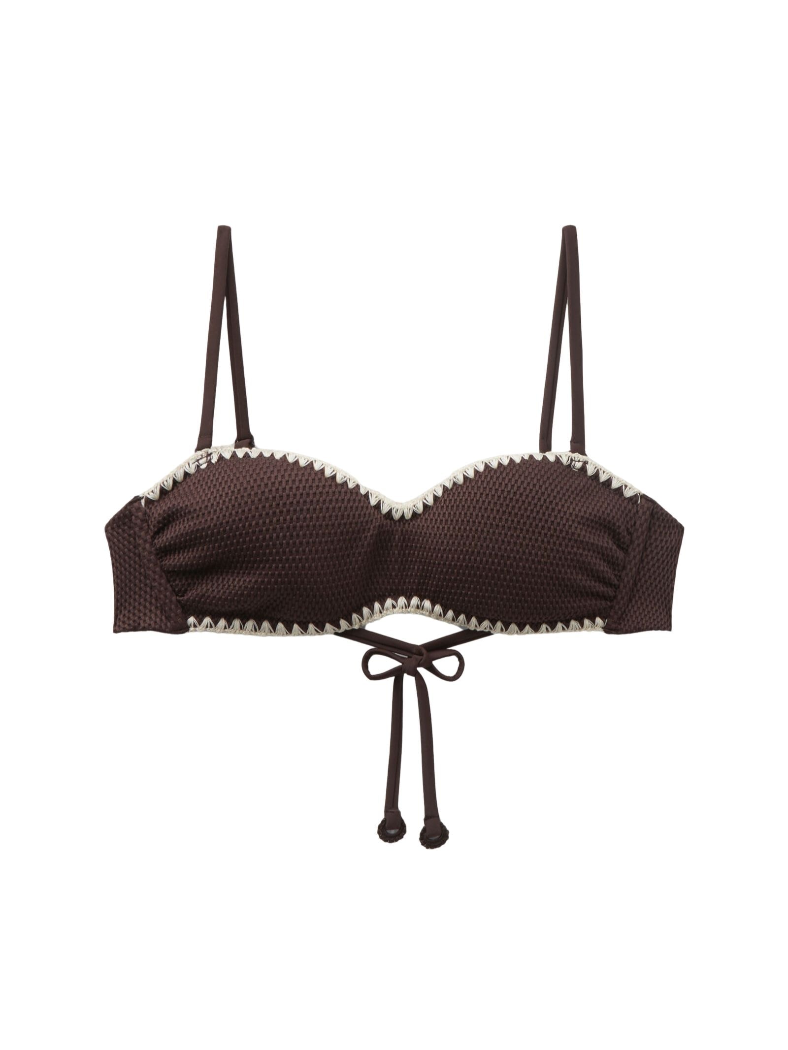Parte De Cima De Biquíni Tomara Que Caia Bicolor Embroidery Marrom Calzedonia