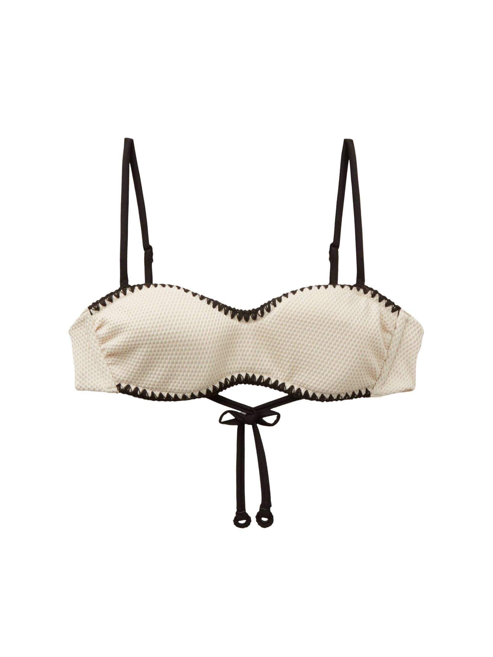 Parte De Cima De Biquíni Tomara Que Caia Bicolor Embroidery Off-White Calzedonia