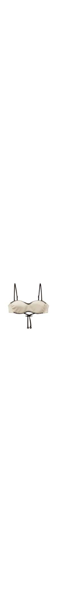 Parte De Cima De Biquíni Tomara Que Caia Bicolor Embroidery - Off-White