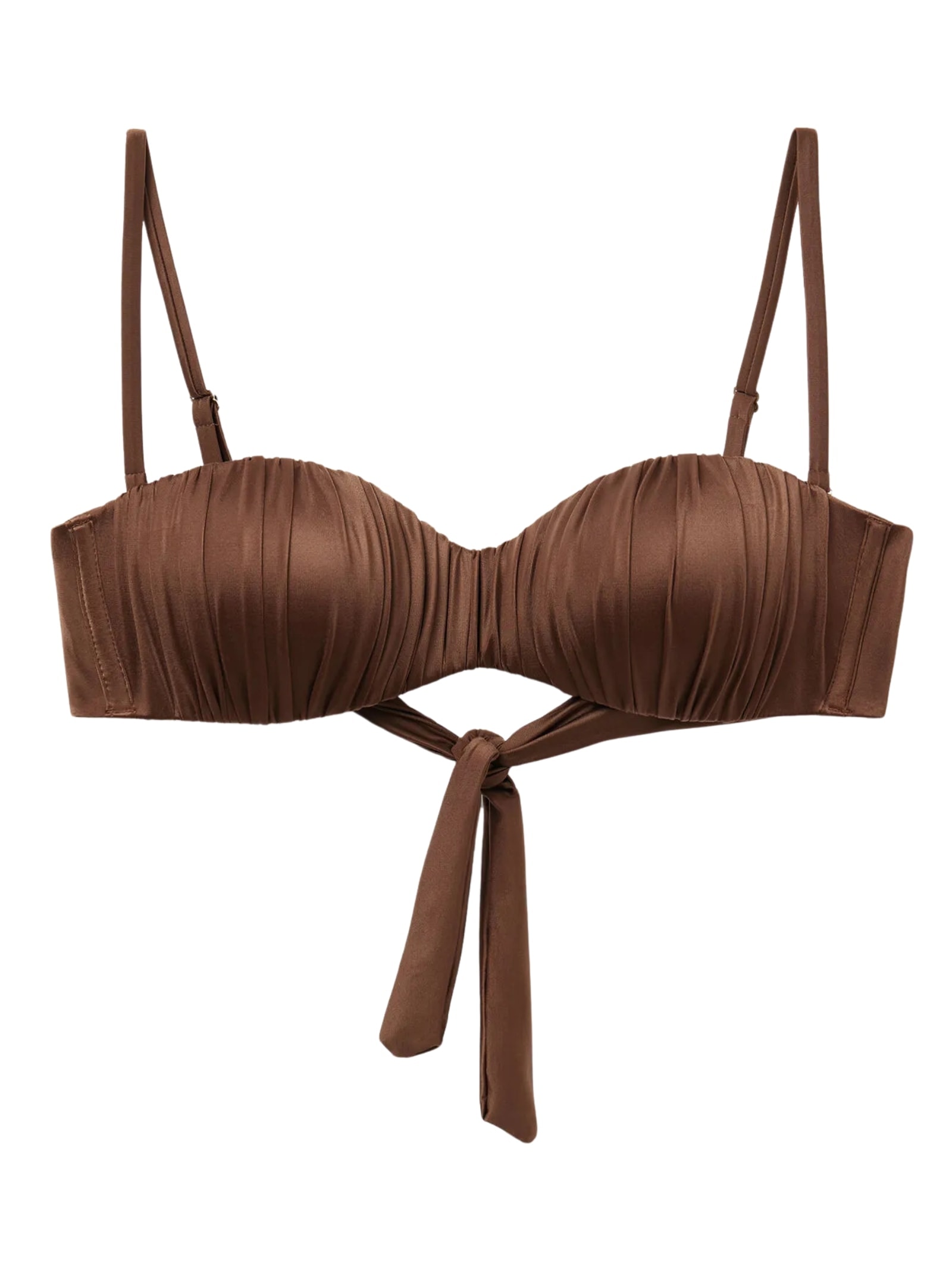 Parte De Cima De Biquíni Tomara Que Caia Shiny Satin Marrom Calzedonia