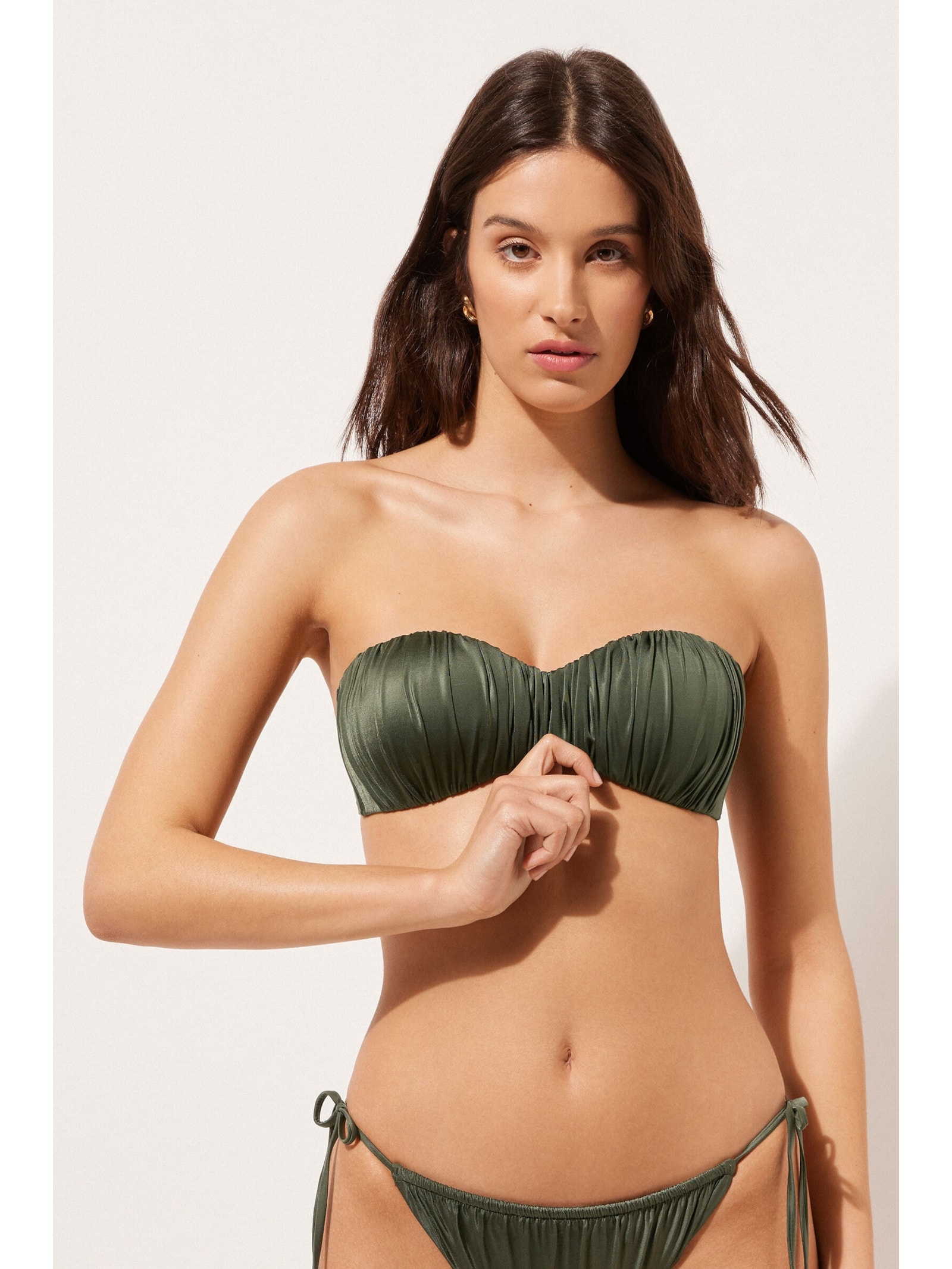Parte De Cima De Biquíni Tomara Que Caia Shiny Satin Verde Calzedonia