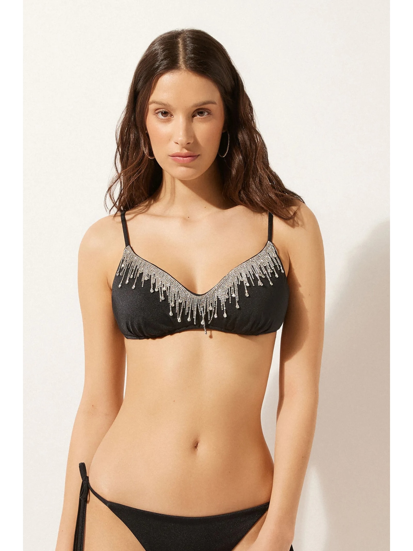 Parte De Cima De Biquíni Top Crystal Drops Preto Calzedonia