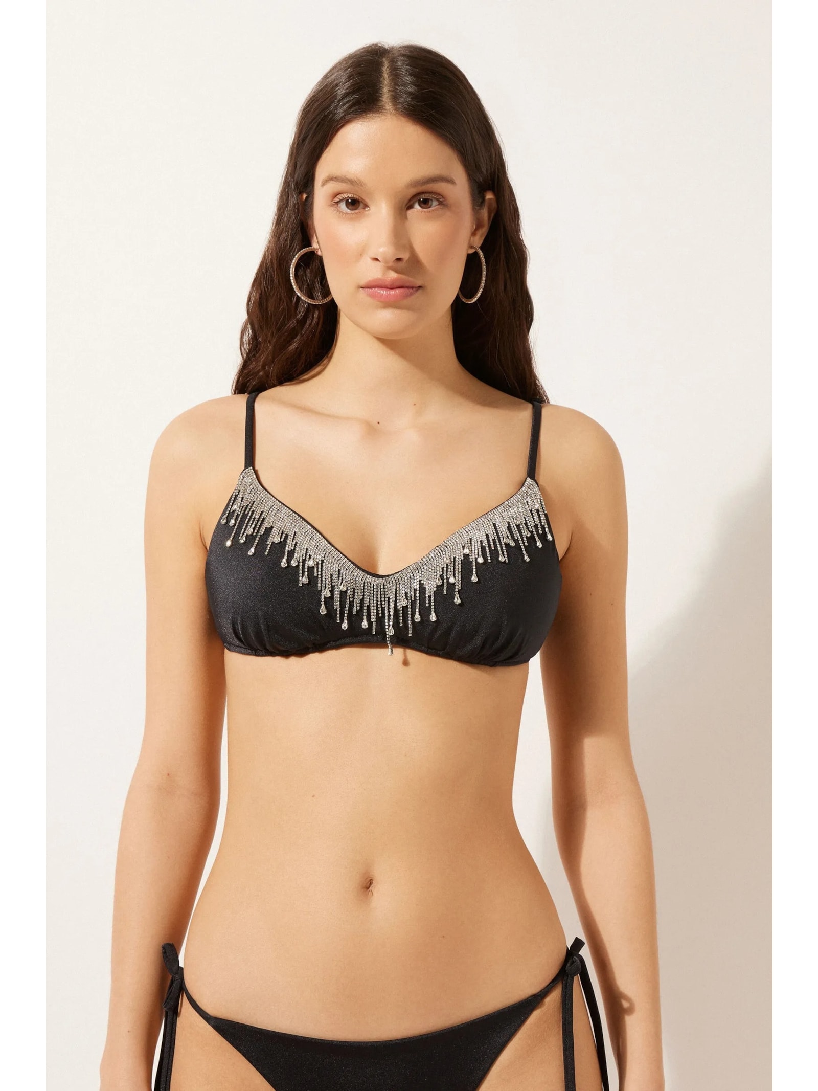 Parte De Cima De Biquíni Top Crystal Drops Preto Calzedonia