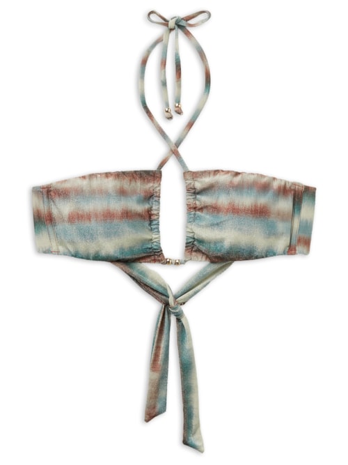 Parte De Cima De Biquíni Top Glittery Tie-Dye – Azul