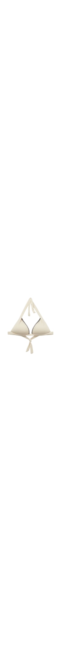 Parte De Cima De Biquíni Triângulo Almofadado Bicolor Embroidery - Off-White