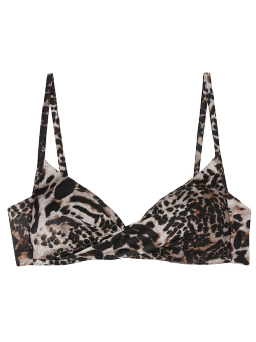 Parte De Cima De Biquíni Triângulo Almofadado Elegant Animalier - Marrom