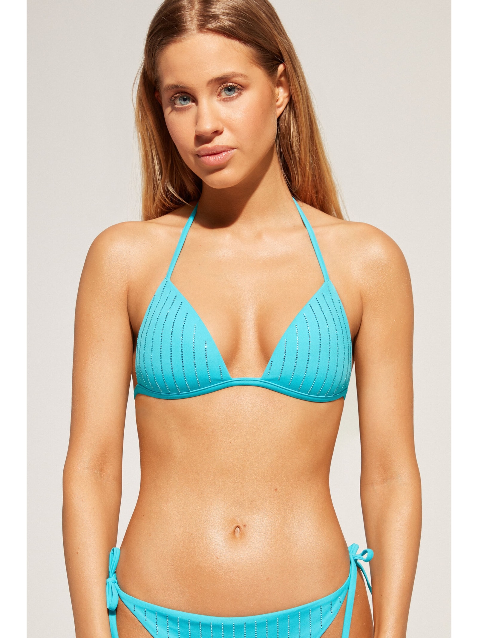 Parte De Cima De Biquíni Triângulo Almofadado Graduado Shanghai Azul Calzedonia