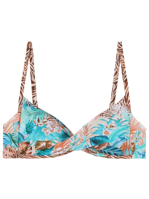 Parte De Cima De Biquíni Triângulo Almofadado Wild Foliage – Verde