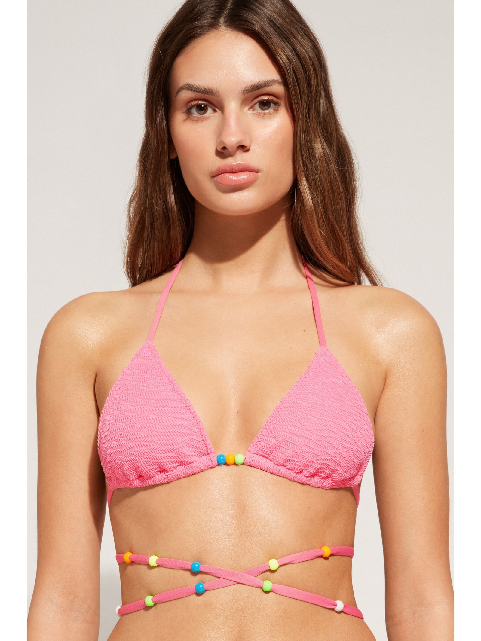 Parte De Cima De Biquíni Triângulo Cortininha Com Tiras San Diego Rosa Calzedonia
