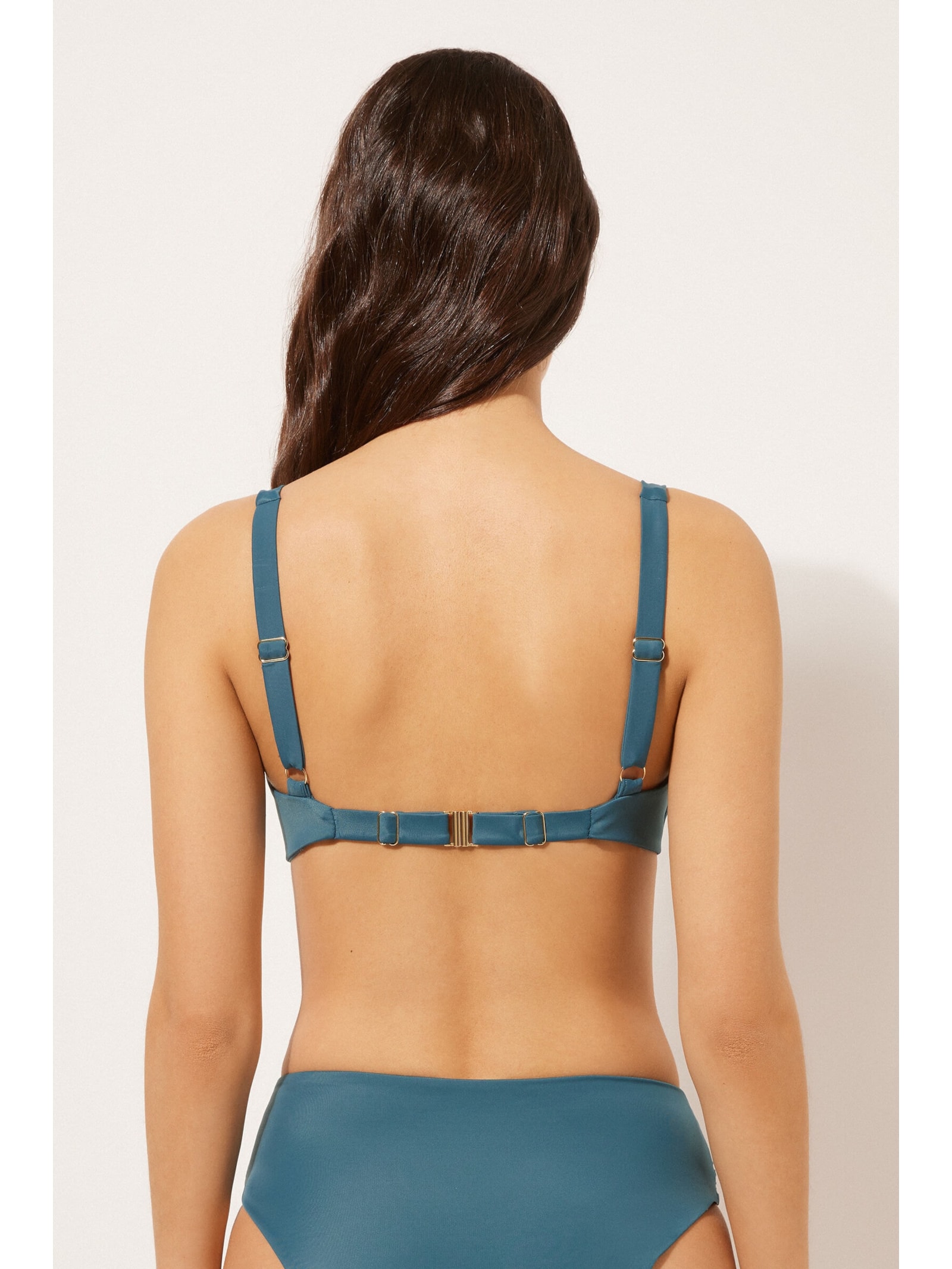 Parte De Cima De Biquíni Triângulo Drapeado Scultura Azul Calzedonia