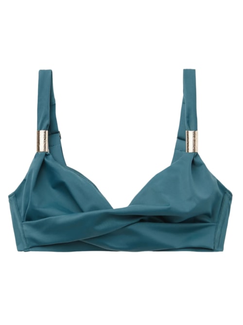 Parte De Cima De Biquíni Triângulo Drapeado Scultura – Azul